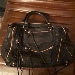 Rebecca Minkoff black and rose gold satchel